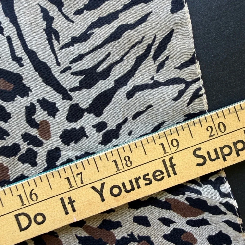 Jaclyn Smith Leopard Zebra Print Square Scarf Brown Black Made in Italy